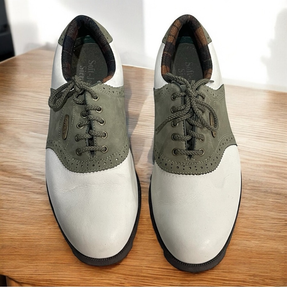 FootJoy Women's White and Olive Loafers